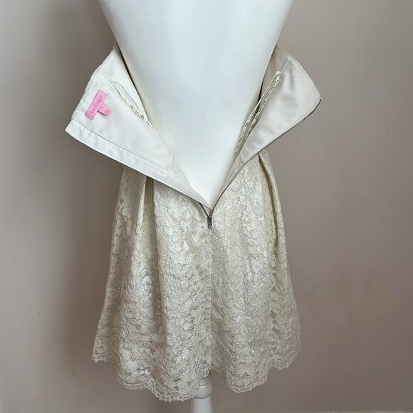 Lilly Pulitzer Marielle Cameo White Race For This Lace Strapless Dress - Picture 9 of 12